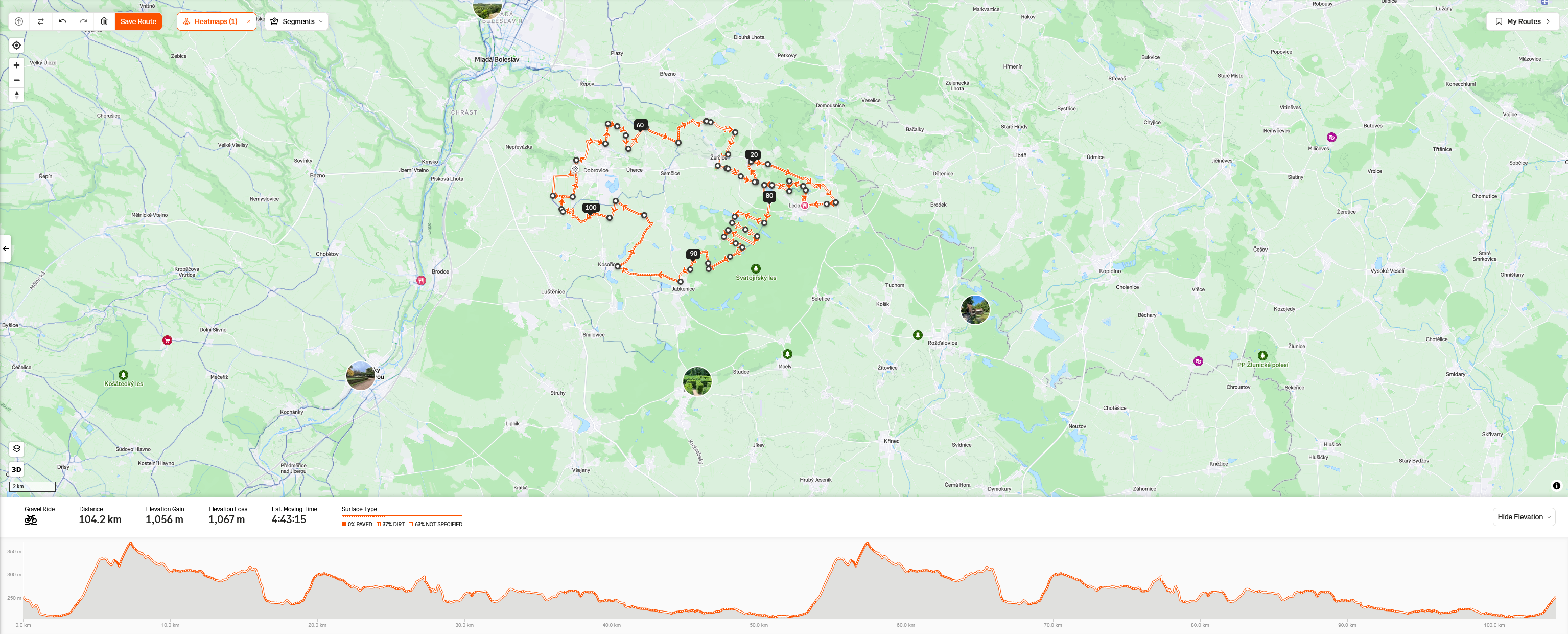 Trať MČR Gravel 2025